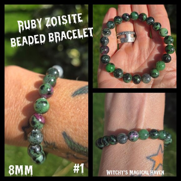 Ruby Zoisite Gemstone Beaded Bracelets - Picture 2 of 9